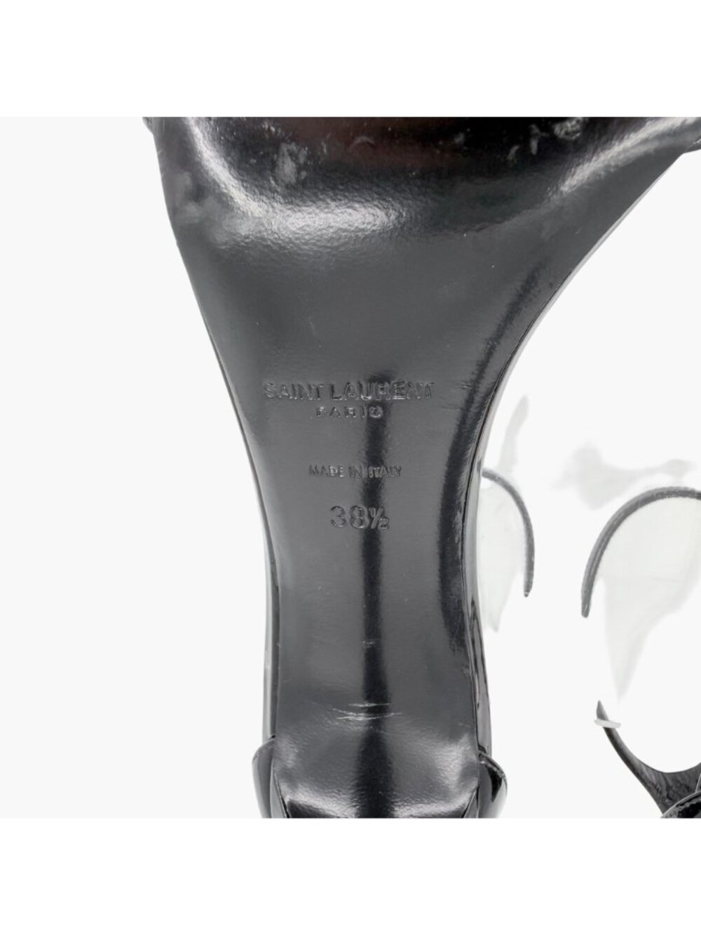 Saint Laurent Bea 90 Knot Patent Leather Sandals Heels Black Size 38.5 US 8.5 - Picture 12 of 13